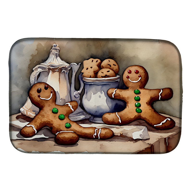 Christmas Gingerbread Men Dish Drying Mat