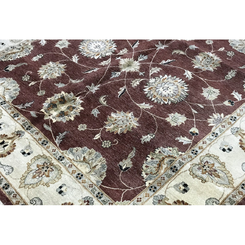 Hand-Knotted High-Quality Wine and Cream Area Rug