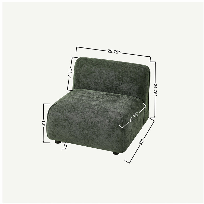 Chaise d'appoint rembourrée Modern, Vert