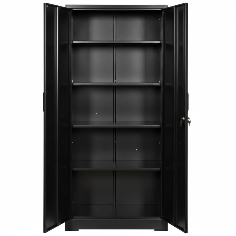 Classeur moderne Cordova de 71 po avec portes verrouillables et 4 tablettes réglables, Noir