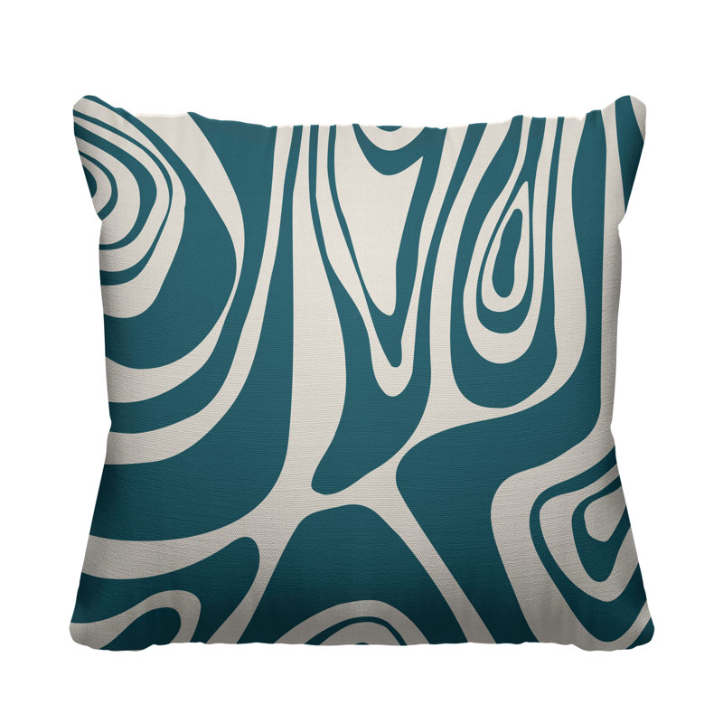 Cooper Outdoor Reversible Throw Pillow, Turquoise, 17H" x 17W"