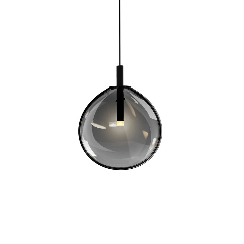 Cantina 1 - Light Satin Black Single Pendant, 14" H x 12" W x 3.75" D, Smoke Fade