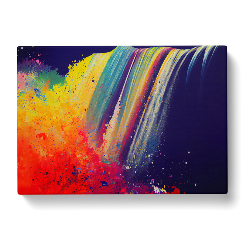 Waterfall Paint Splatter Vol.1 Abstract - Wrapped Canvas, 35cm H x 50cm W x 3cm D