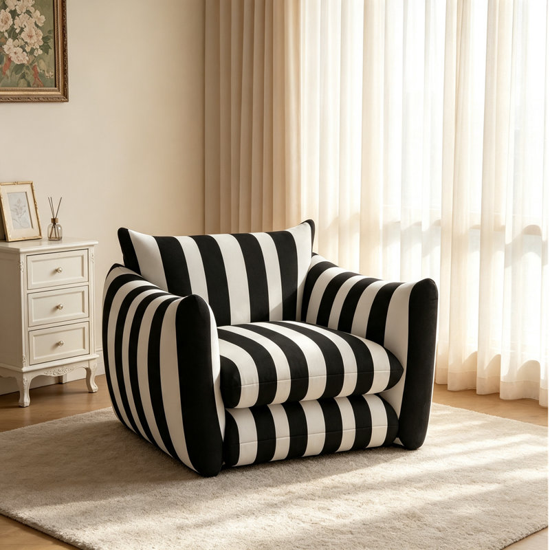 Canapé Simple, L 41,34 po, Mélange de coton noir, Noir