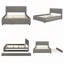 Grand lit plateforme tapissier avec tête de lit à motif brique et gigogne simple TG pour chambre à coucher moderne-333580552