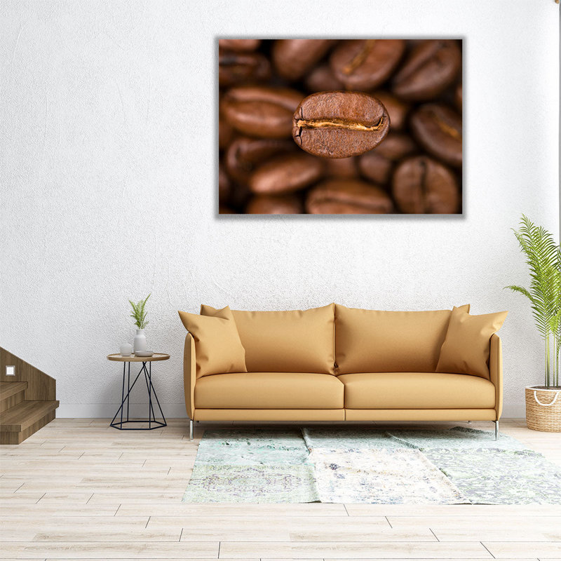 Vue de dessus des grains de café - reproduction d'art sur toile, H 18 po x l 24 po