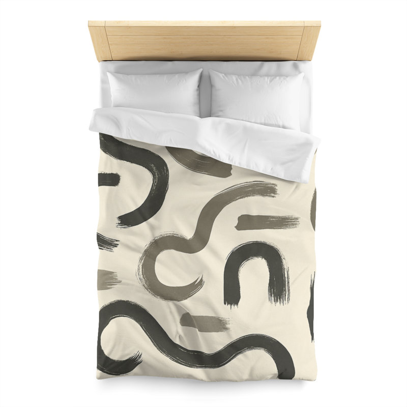 Microfiber Duvet Cover Boho Style, Design 70, Twin Duvet Cover, White