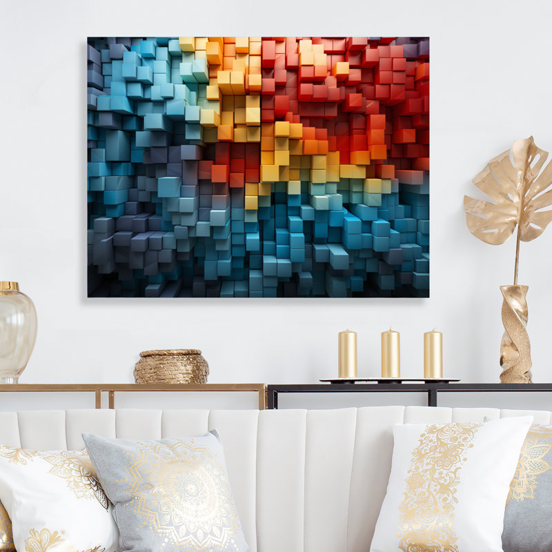 Abstrait arc-en-ciel en bois Delight III - reproduction d'art non encadrée sur métal, H 12 po x l 20 po x P 1 po