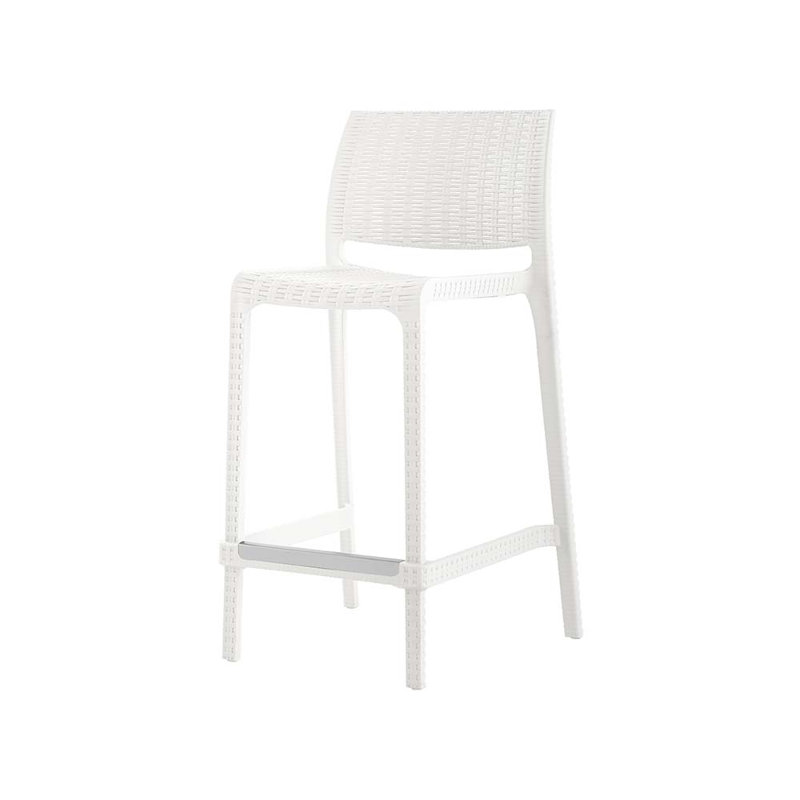 Nenko 25.6"H Resin Low Back Counter Stool, White
