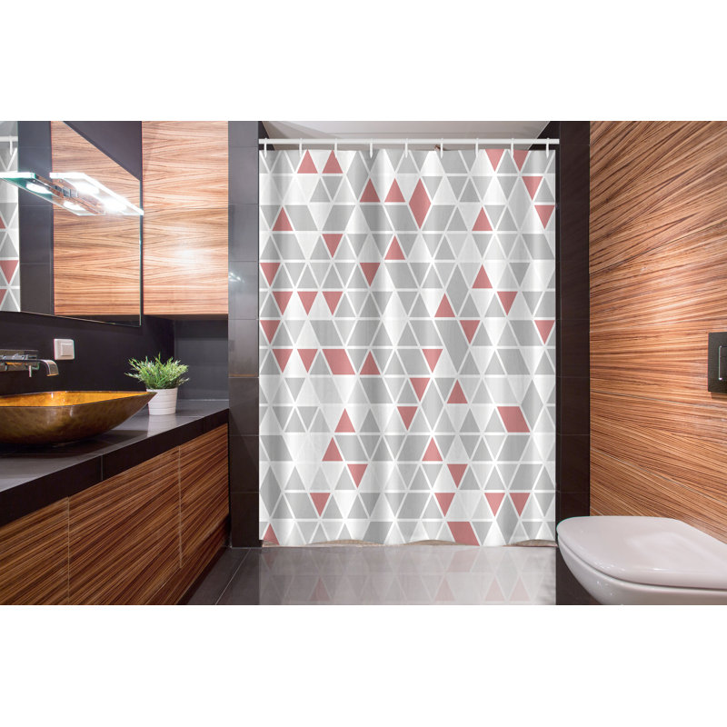 Geometric Shower Curtain with Hooks Included, 78'' H x 54'' W