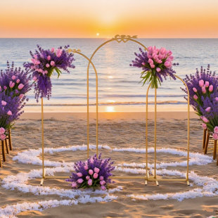 3 - Piece Gold Metal Arch Backdrop Stand Set For Weddings & Events