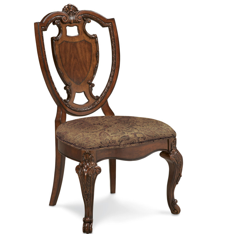 Beige Linen Upholstered Wood Traditional Side Chair