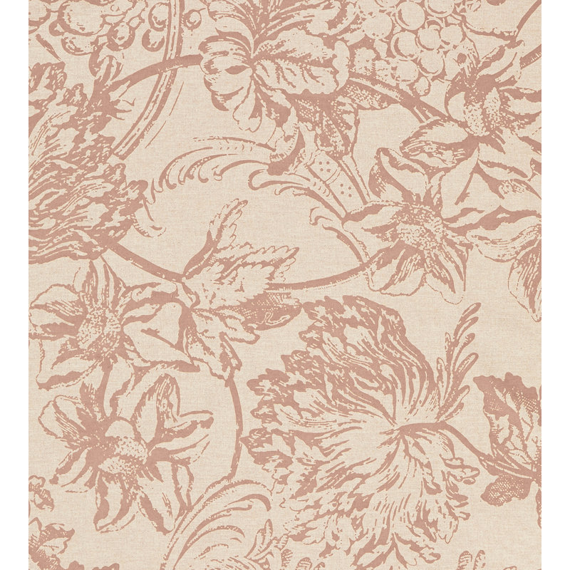Calabria Alma Silhouette Print Fabric, Rosewood