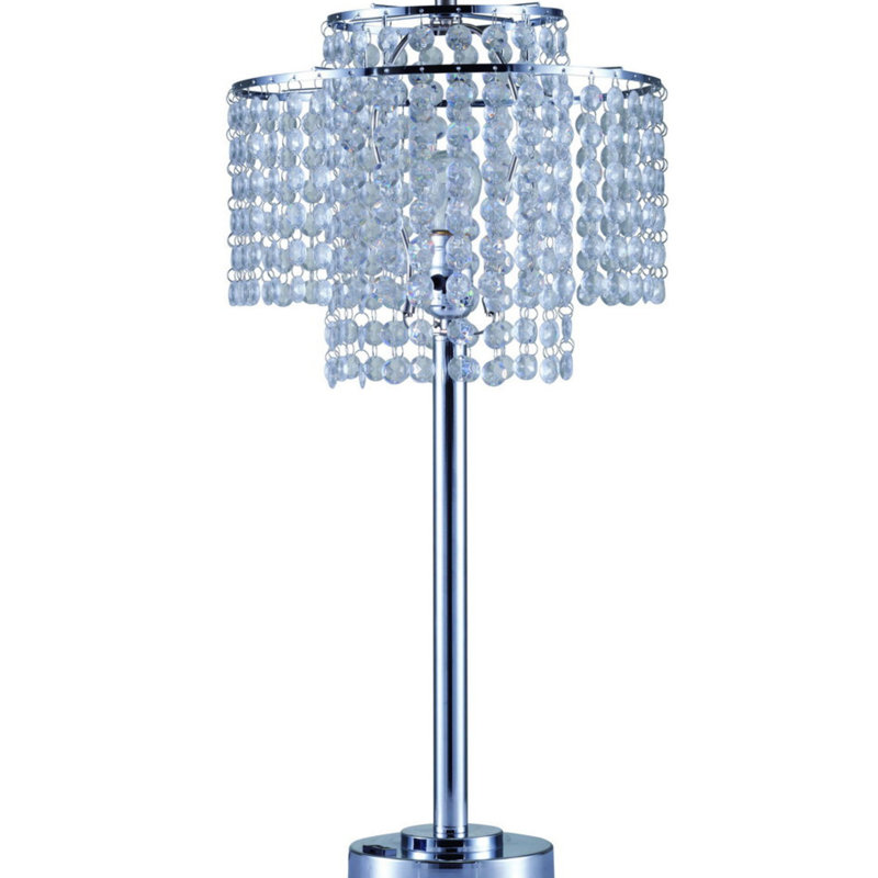Lampe de table 26 po à 2 niveaux avec charge et port USB, argent