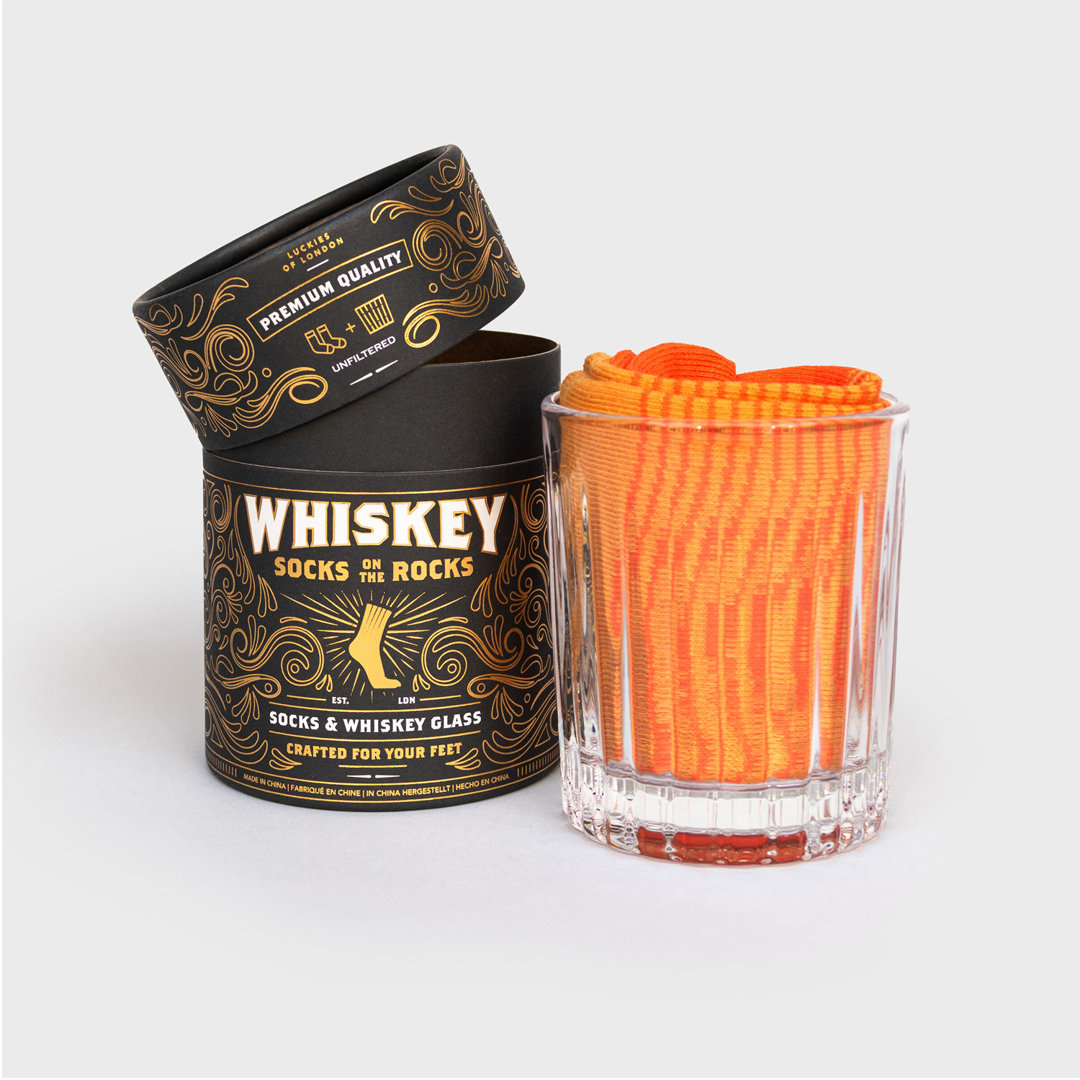 Suck UK Whiskey Socks On The Rocks : Whiskey Glas & Socken Set