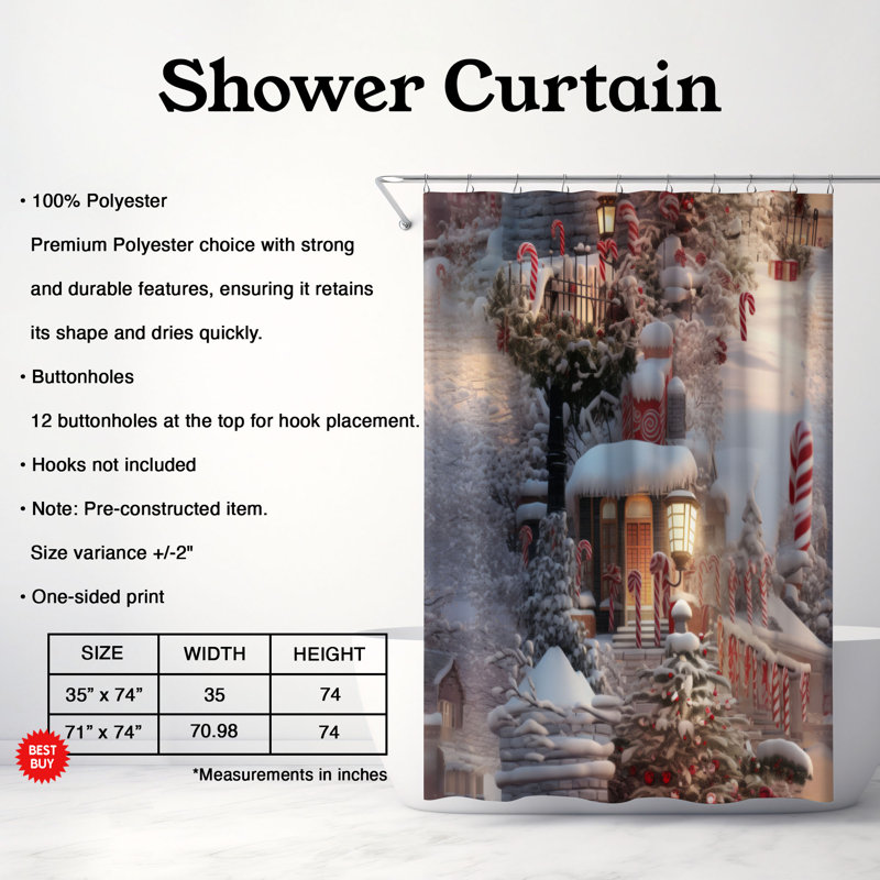 Rideau de douche Peppermint Path - Premium, H 74 po x l 71 po