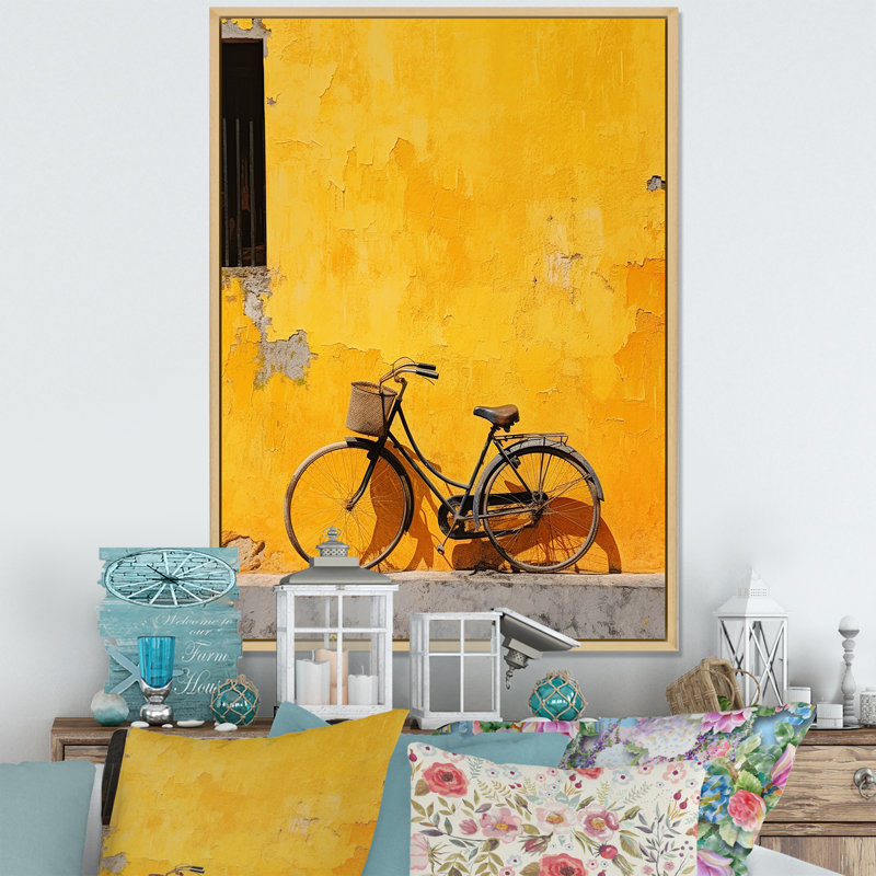 Lemon Leisure, bicyclette sur toile, H 44 po x l 34 po x P 1,5 po, Cadre naturel flottant