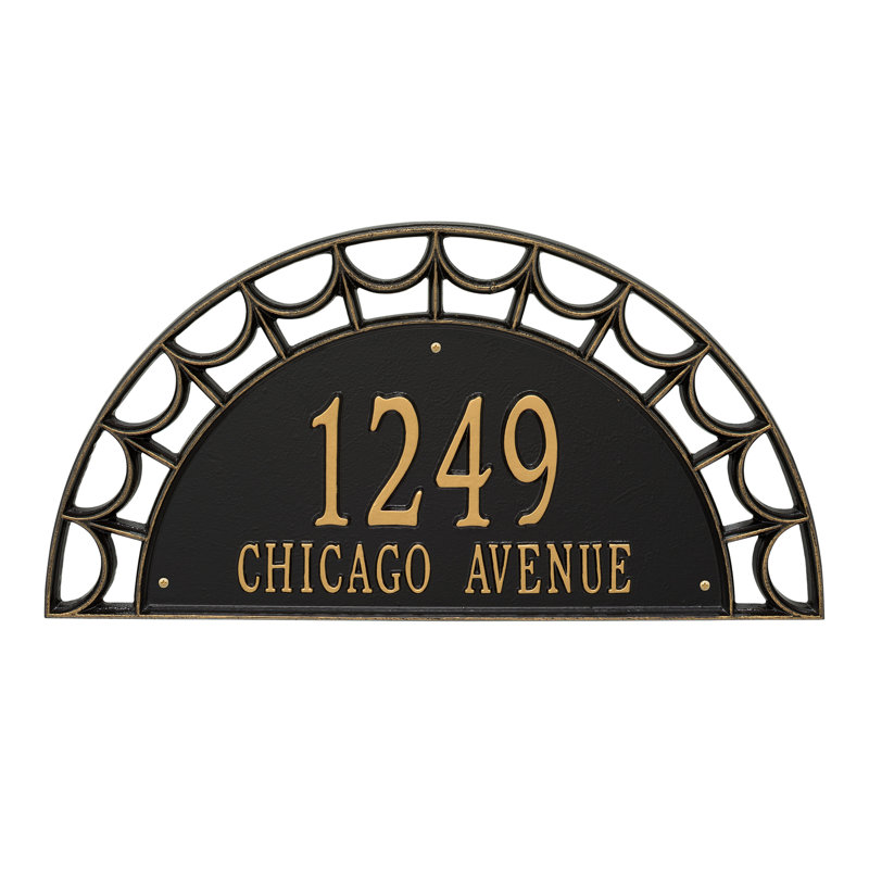Signature Series 2-Line Wall Address Plaque, Black, Gold, Yes