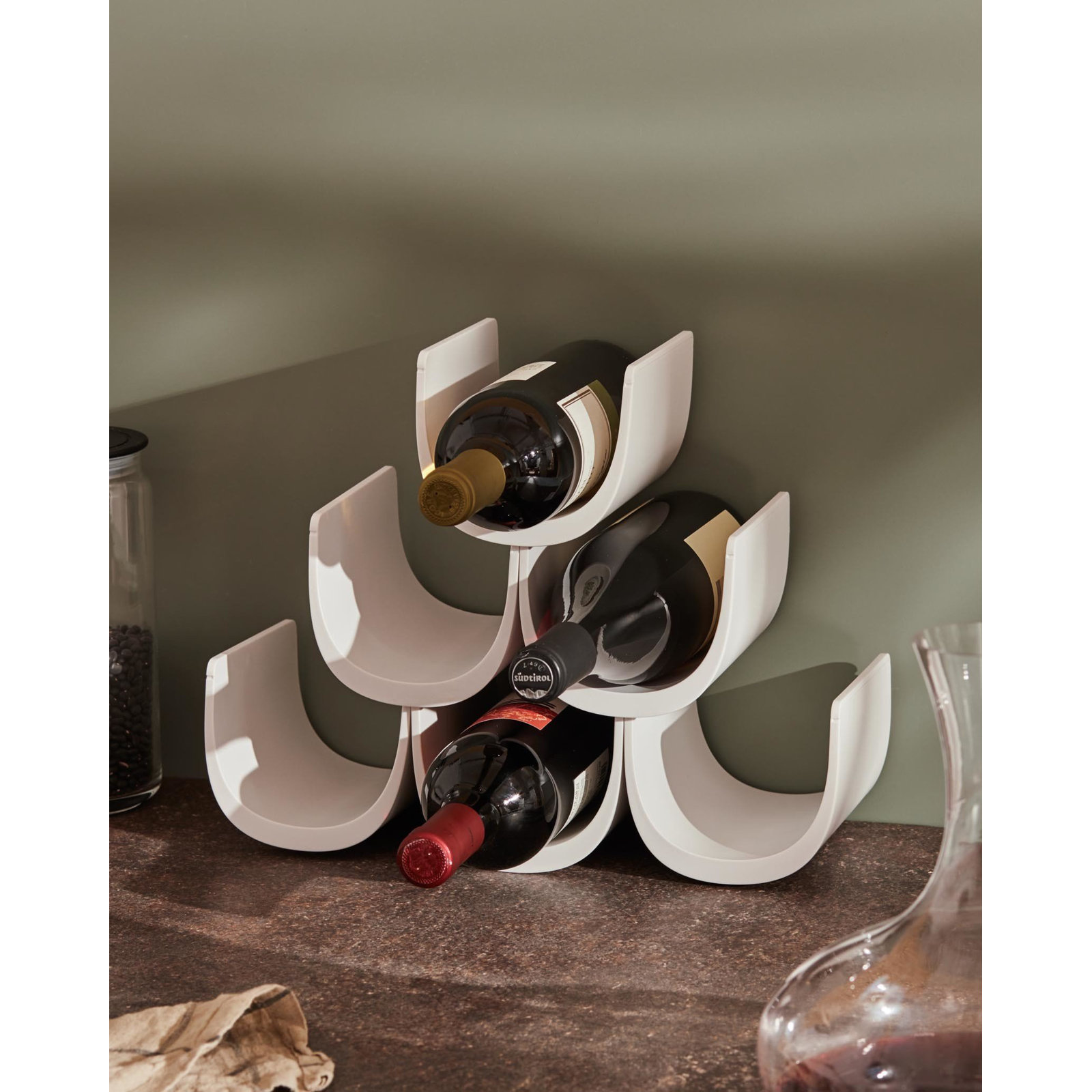 Noè 6 Bottle Tabletop Wine Bottle Rack, White