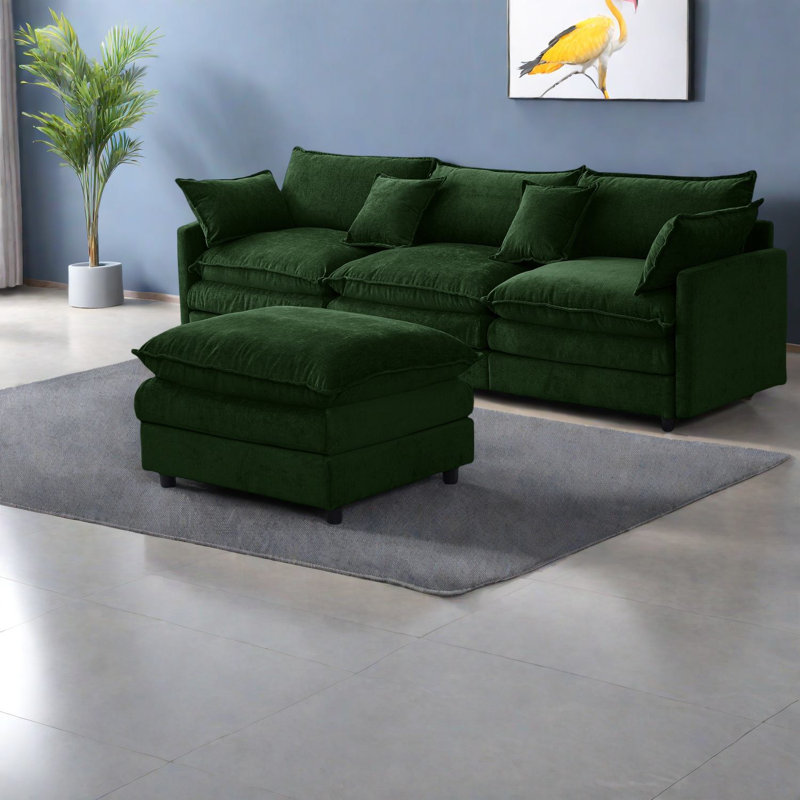 Canapés rembourrés confortables en chenille de forme moderne en L, parfaits pour la maison