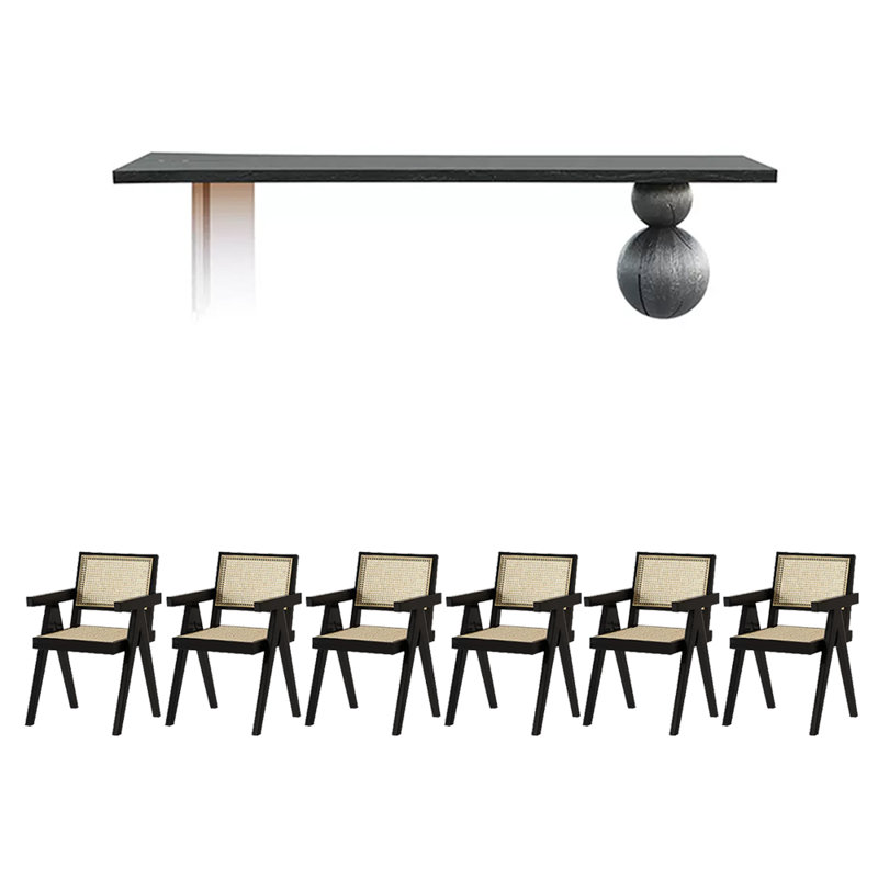 6 - Person Solid Wood Top Double Pedestal Dining Set, 29.53"H x 62.99"L x 25.59"W