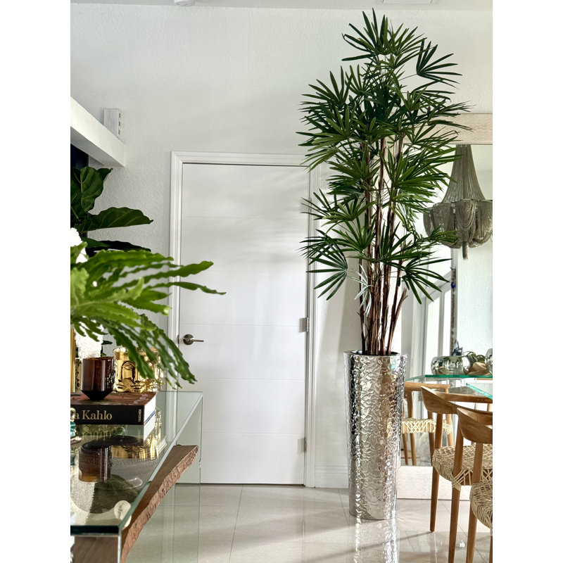 Lady Faux Palm Tree in Metal Planter