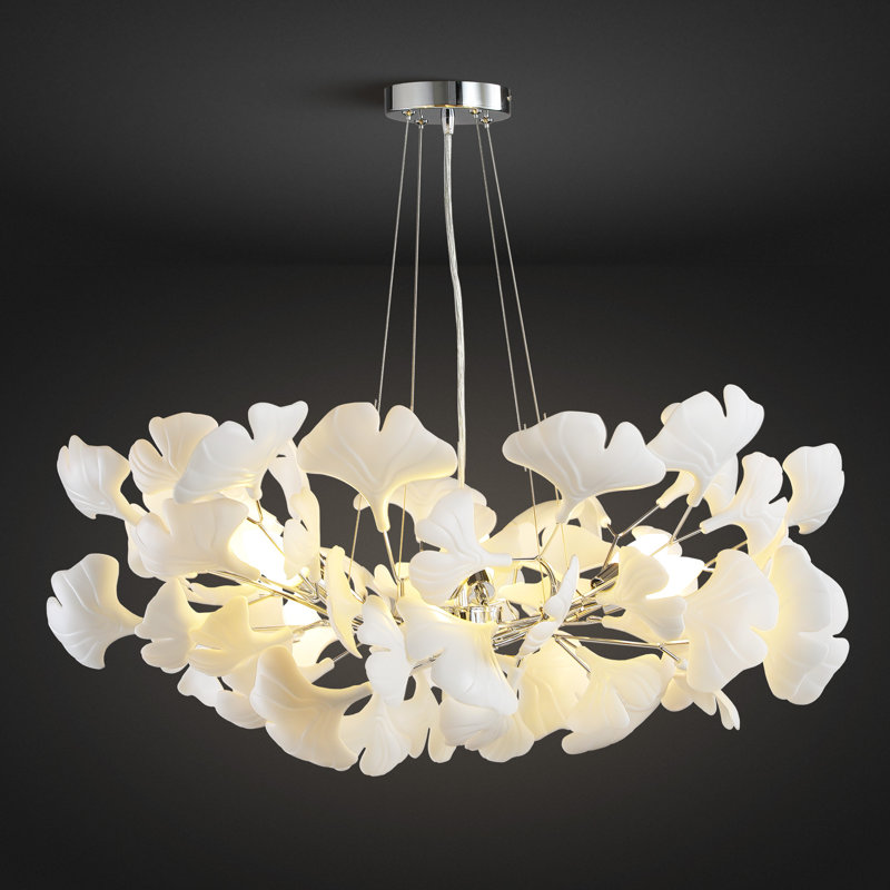 Lustres en céramique 6 lumières 31,5 "Ginkgo 31.5", Argent argent