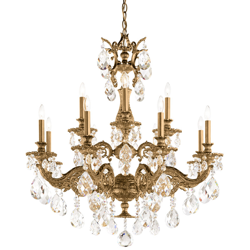 Milano 12 - Light Chandelier, French Gold, Clear Crystals from Swarovski