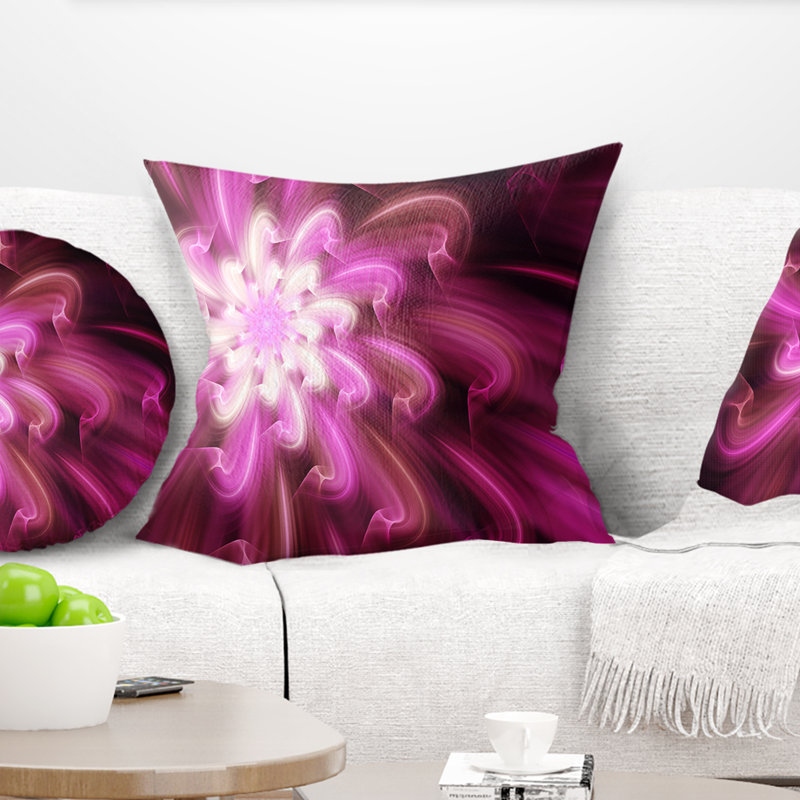 Pétales de fleurs - Coussin imprimé floral, 16 po x 1 po, Floral 5, Mauve