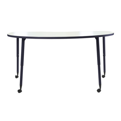 Table d'activité Adapte 48 x 72 Kidney effaçable à sec avec pieds fuselés réglables - tableau blanc / mer du Nord