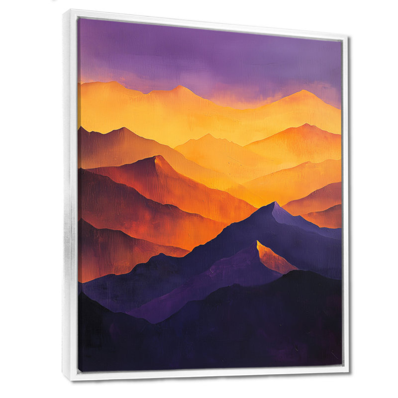 «Gherarda Lavender Peaks At Dusk II - Mountains», reproduction sur toile encadrée, H 20 po x l 12 po, Blanc