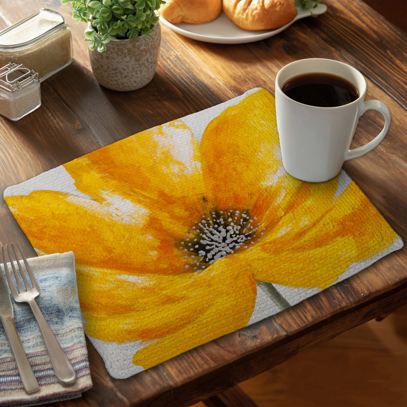 Ensemble de 4 napperons en polyester Big Yellow