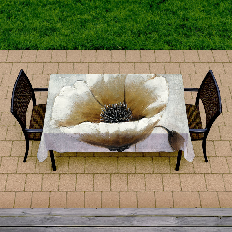 Modern Beige Flower Tablecloth | White Floral Home Decor