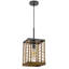 Suspension carrée en métal Winfall 60 W avec bordure inférieure en bois de bouleau et abat-jour en corde de jute