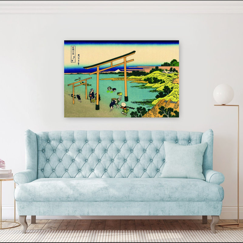 Bay Of Noboto Classic Traditional Abstract Landscape Architecture Wall Art Print by Katsushika Hokusai - Wrapped Canvas Print