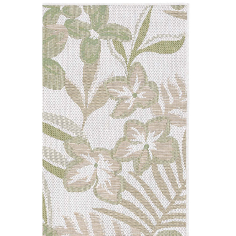 Aramantha Floral Power Loomed Indoor/Outdoor Area Rug in Ivory/Green/Pink, Rectangle 6'7" x 9'6"