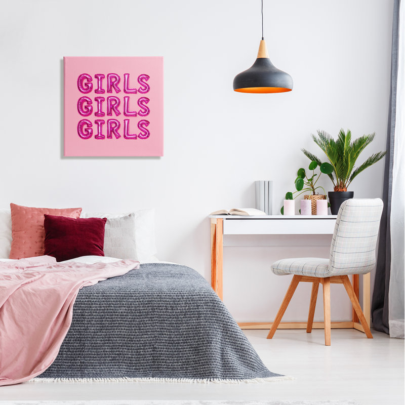 «Pink Girls Balloon Letters» par Lish Creative, H 24 po x l 24 po x P 1,5 po