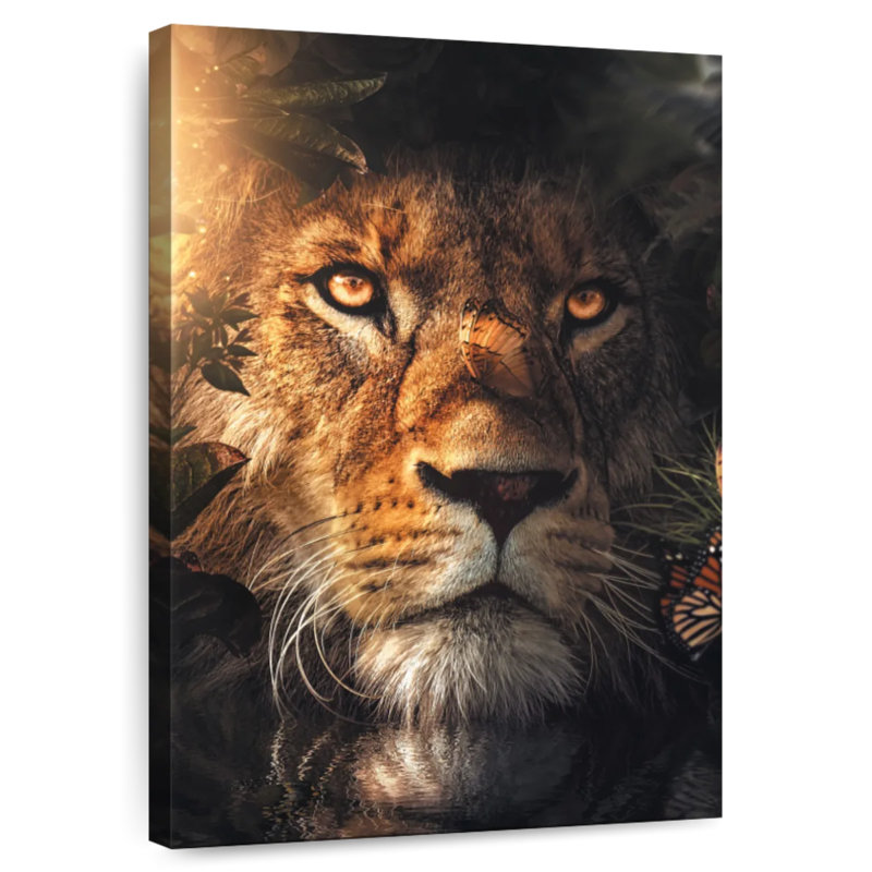 Brampt Lion Hiding, 39" H x 26" W