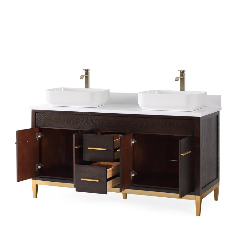 Ensemble de meuble-lavabo double 60 po Hildy, Espresso