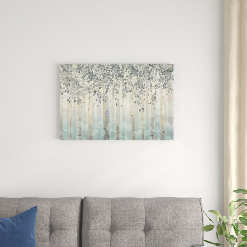 Argent et gris forêt de rêve I, H 8 po x l 12 po, Toile tendue, Sans cadre