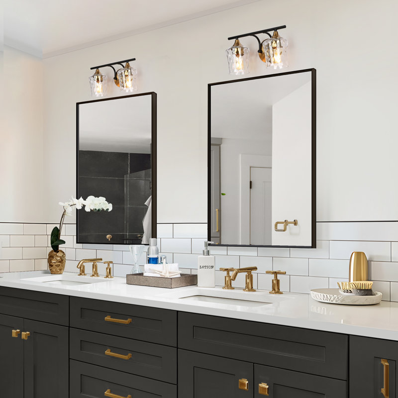  Balendran 2-Light Dimmable Vanity Light-Hammer Glass, Hammer Glass