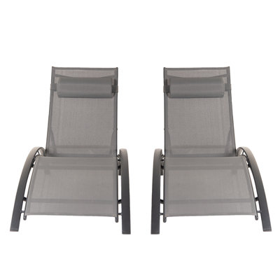 2-Piece Foldable "S"-Shaped Reclining Chaise Lounge Set With Table (Set of 2)