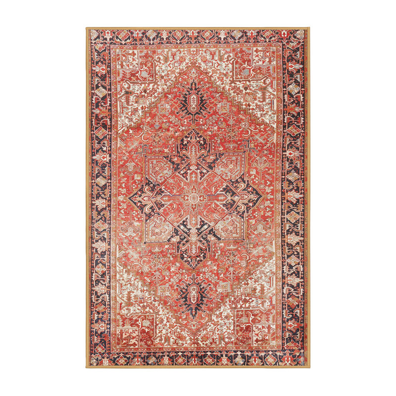 Tapis oriental rouge clair / beige, Rectangle 4 pi x 6 pi