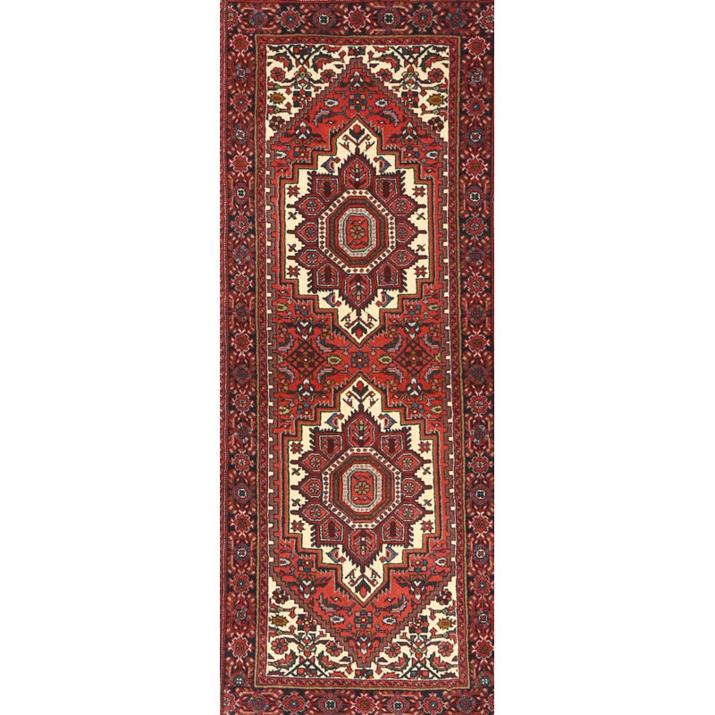 Tapis rouge/beige/noir traditionnel, Rectangle 3 pi x 5 pi