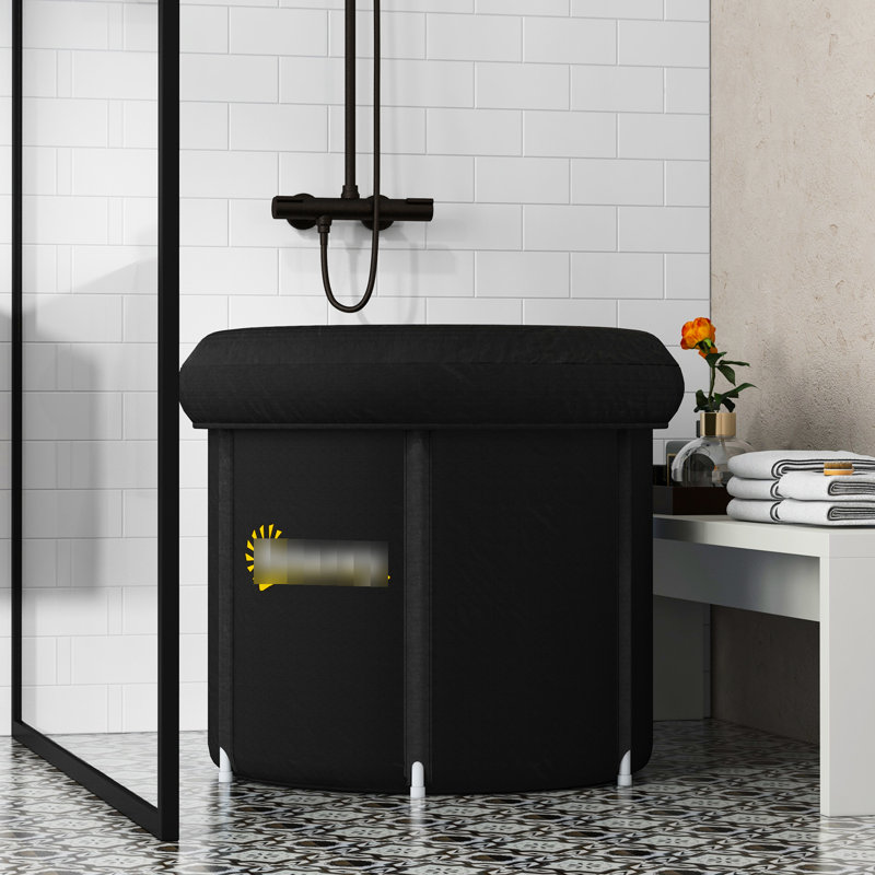 79 Gallon Portable Cold Plunge Tub, For Athletes With Wasp Cover And Carry Bag, Black Water Therapy
