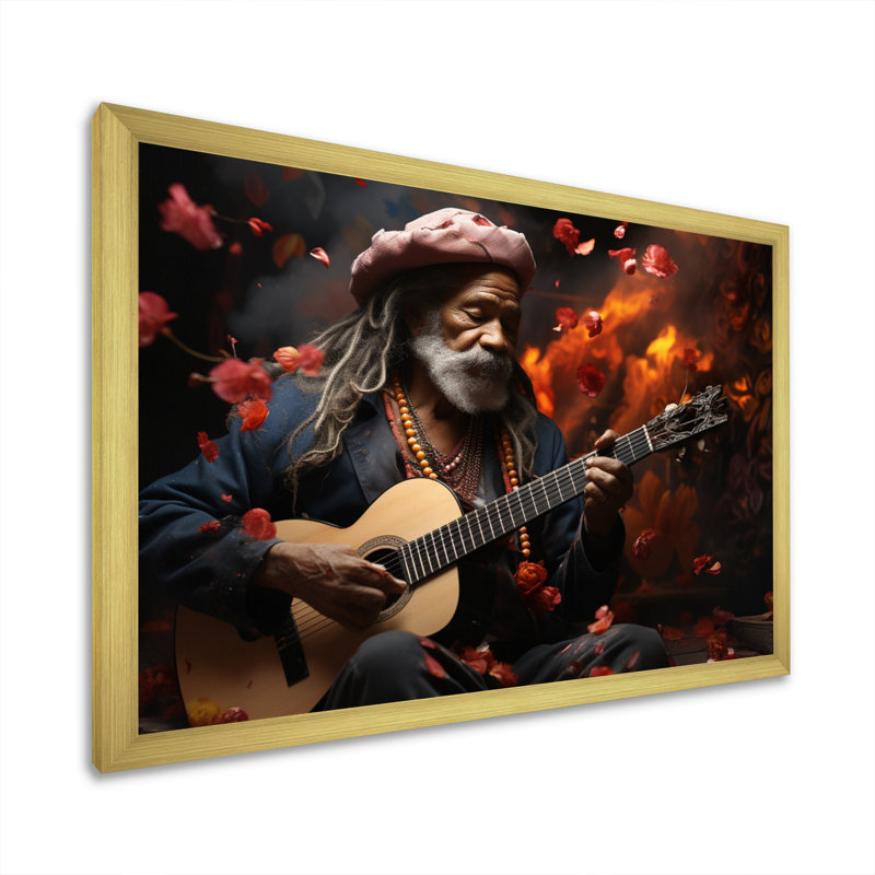 Maclan Bohemian Soulful Serenade - impression, Cadre doré simple, H 16 po x l 32 po x P 1 po