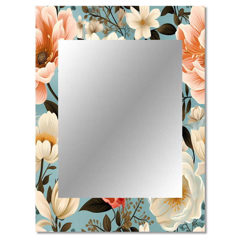 Motif champêtre Boho pastel Blooms - miroir décoratif floral, 40 po x 30 po