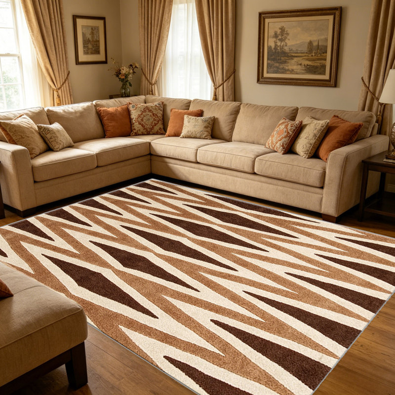 Brown Tribal Diamond area rugs for Living Room, Soft and Comfortable, Suitable for all seasons, easy to maintain, machine washable Indoor floor mat, Under Table Farmhouse suitable for Bedroom, Dining Room, Study, Patio, Balcony, Home Decor