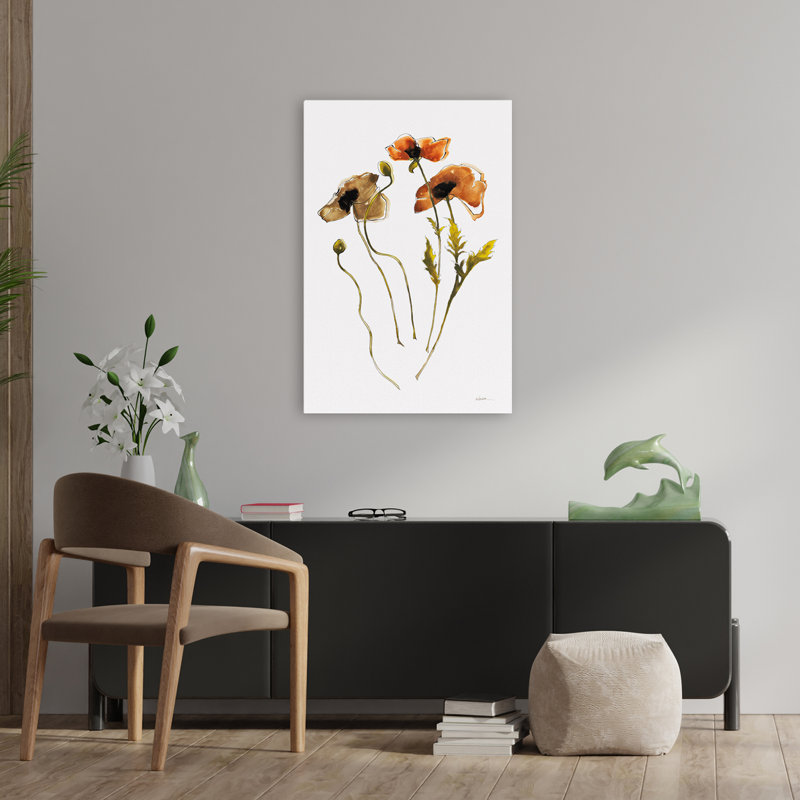 Automne Orientals Vignette II floral contemporain brun automne, H 36 po x l 24 po