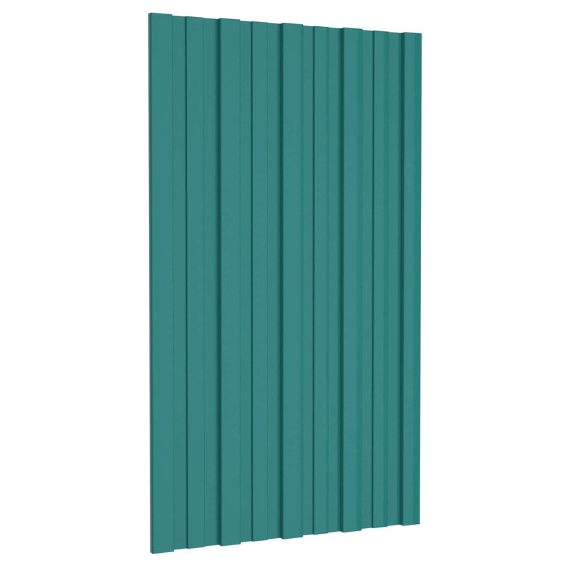 Panneau de toit vidaXL 12 pièces vert 31,50 x 17,72 po en acier galvanisé, 31.5" x 17.72", Green, 12